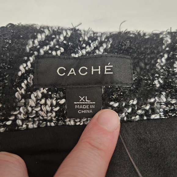 NWT! Cache Black And White Mini Skirt With Gold Accents! - Picture 3 of 8